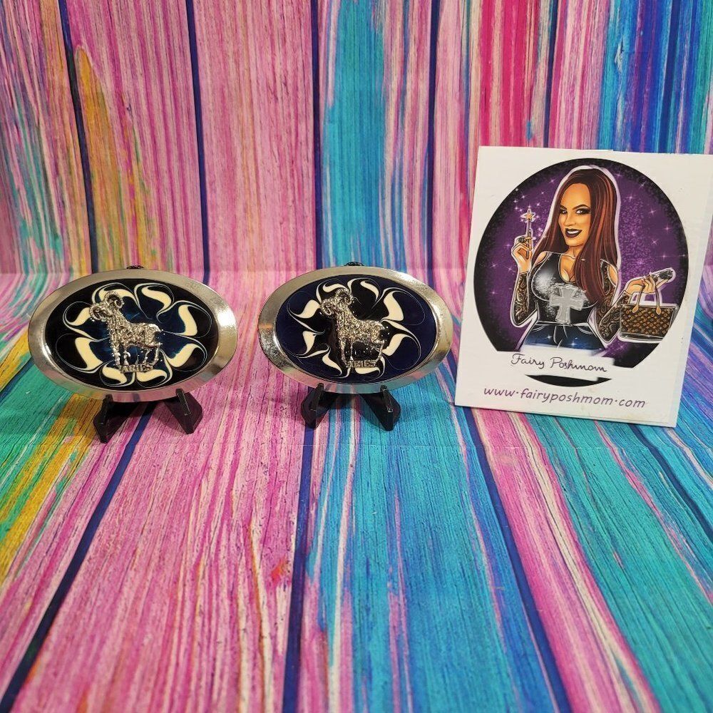 Aries on Blue Epoxy Belt Buckle